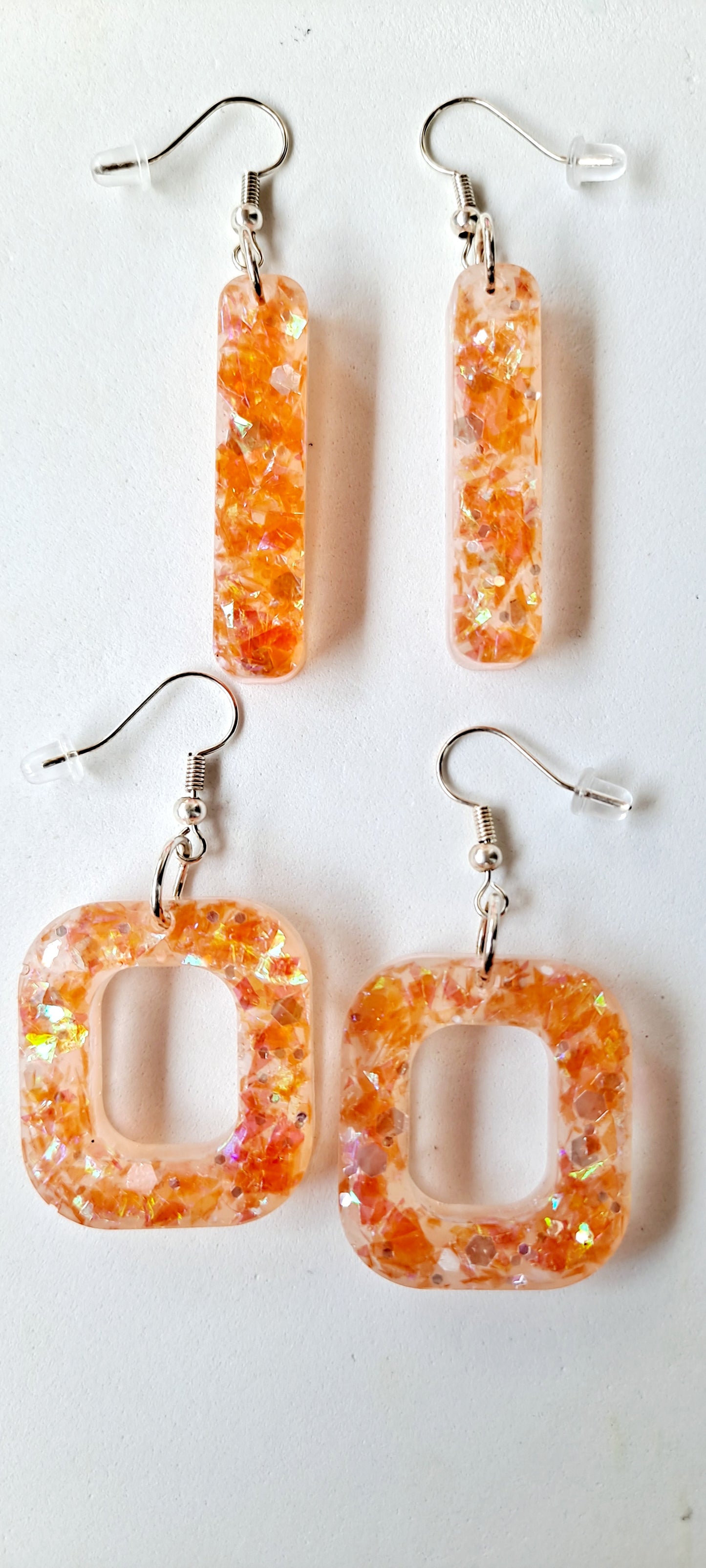 Orange Creamsicle Glitter Earring Set