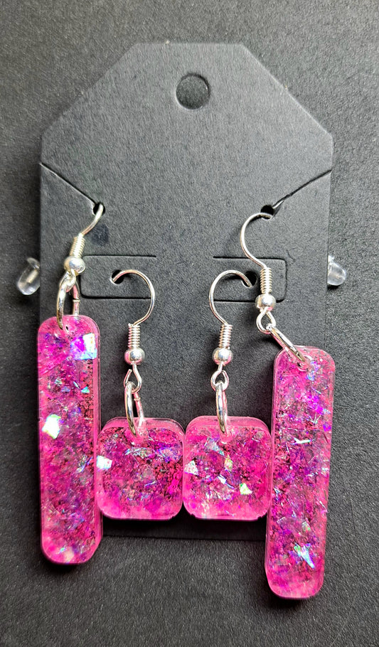 Pink Foil Accent Stem Earring Sets