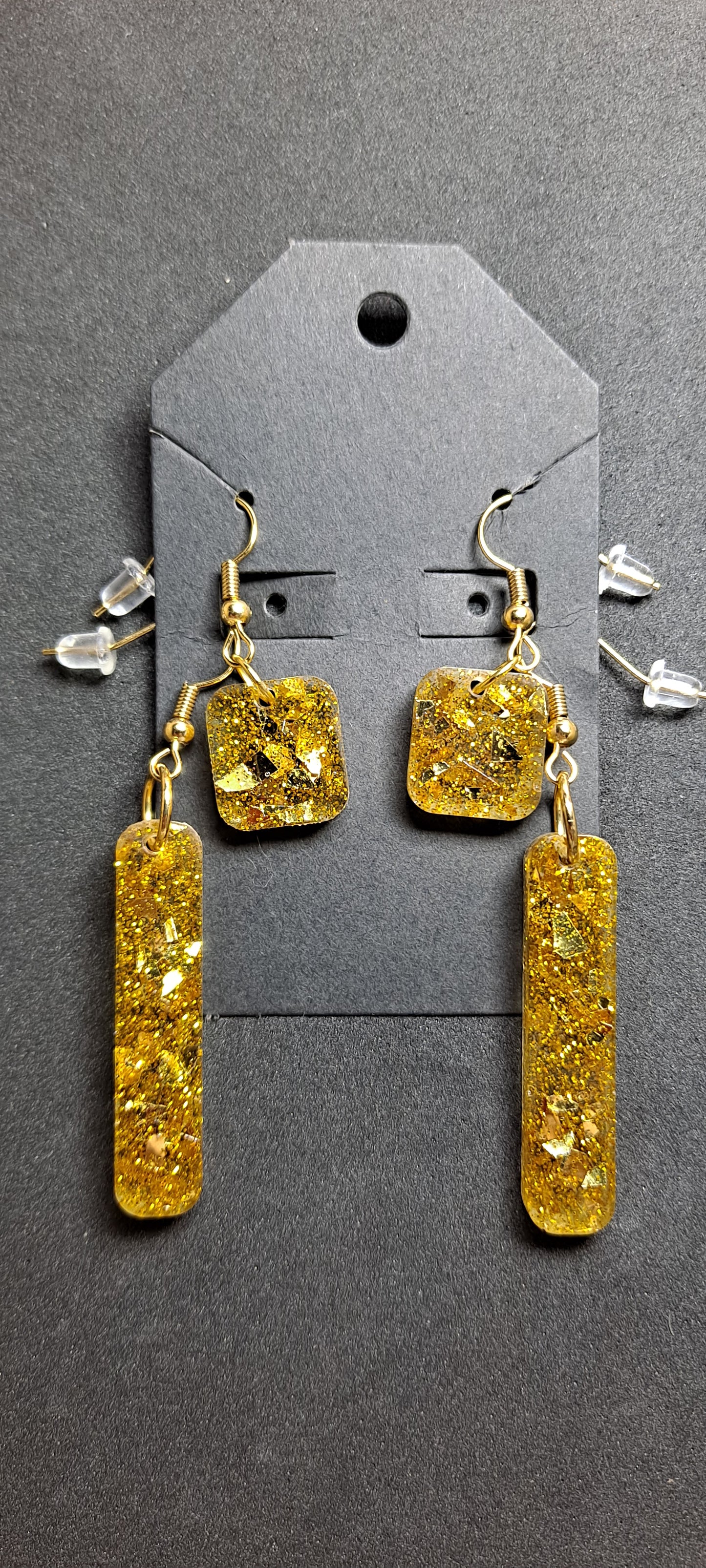 Gold Flake and Glitter Earring Set