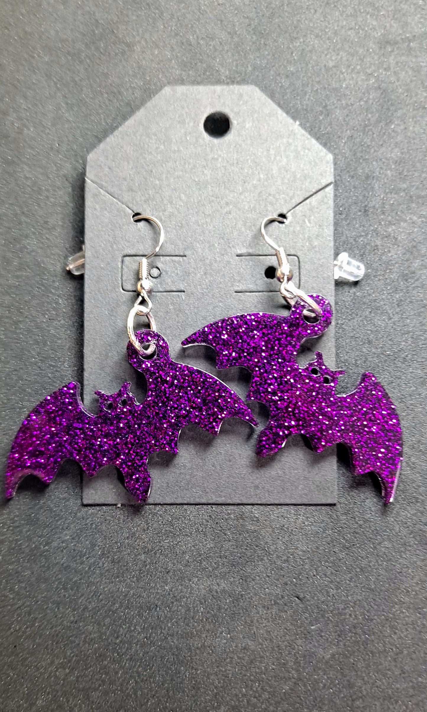 Spooky Halloween Glittery Bat Earrings