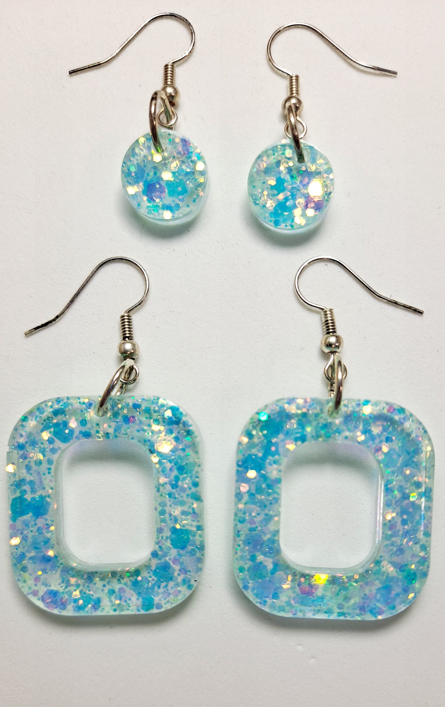 Aqua Blue Iridescent Earring Set