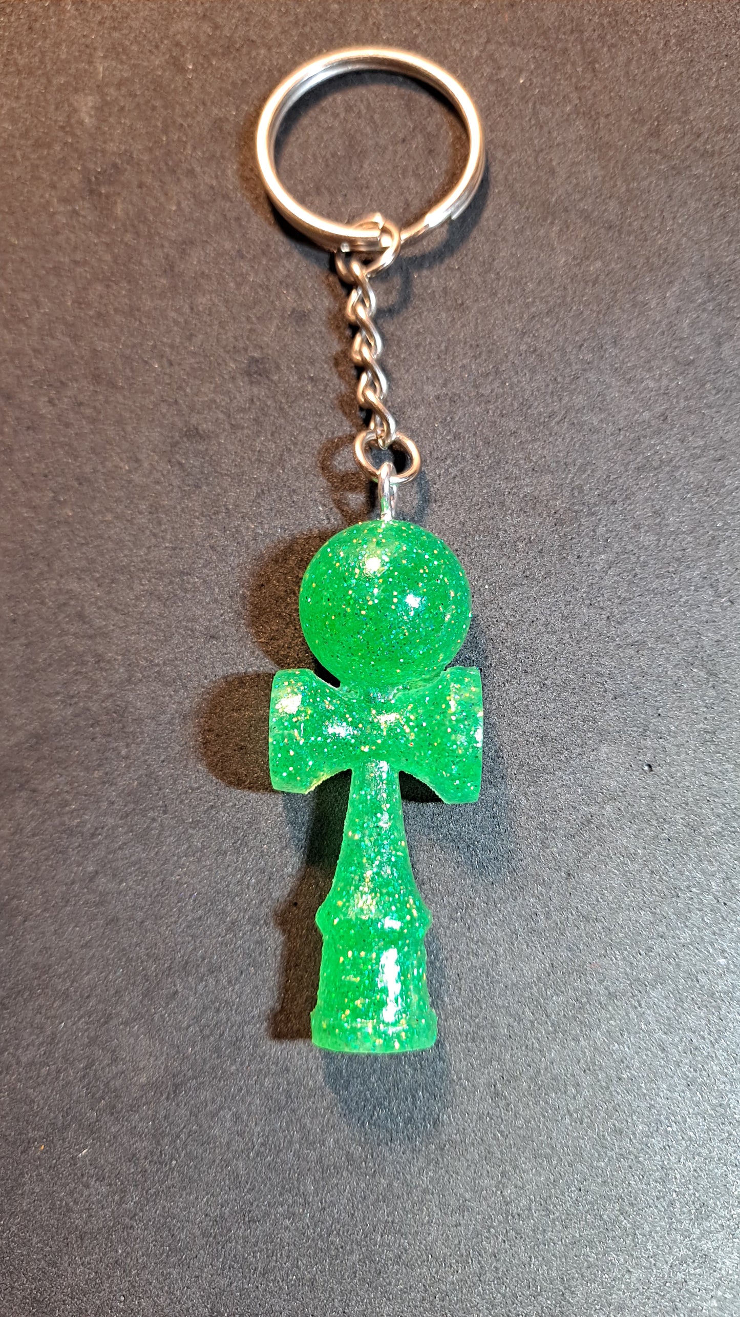 Emerald Green Kendama Shaped Keychain