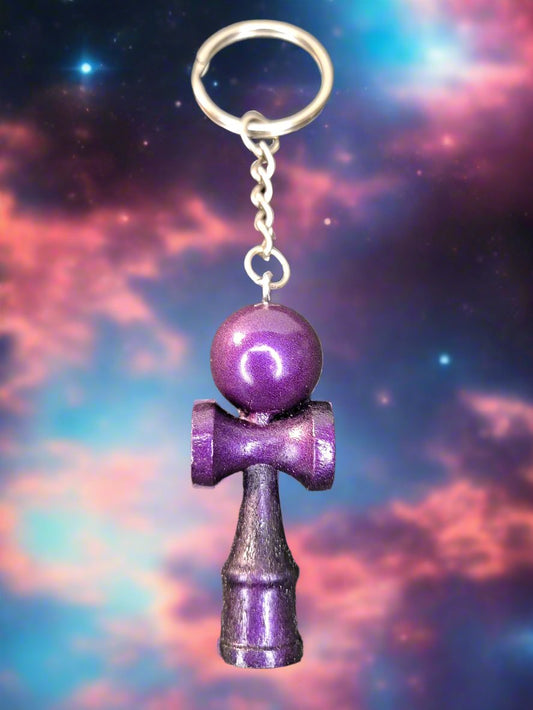 Purple & Black Kendama Shaped Keychain