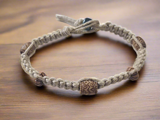 Old World Beaded Hemp Bracelet