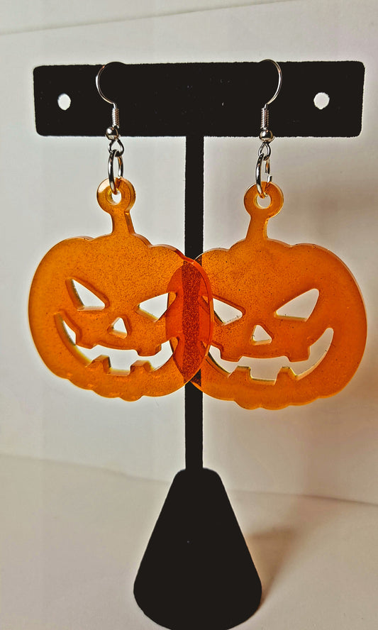 Pendientes espeluznantes con forma de Jack O'Lantern de Halloween