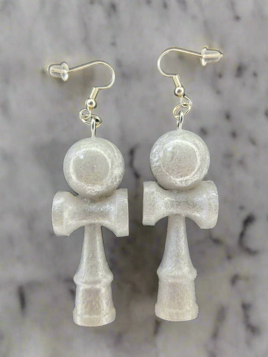 White Marble Kendama Earrings