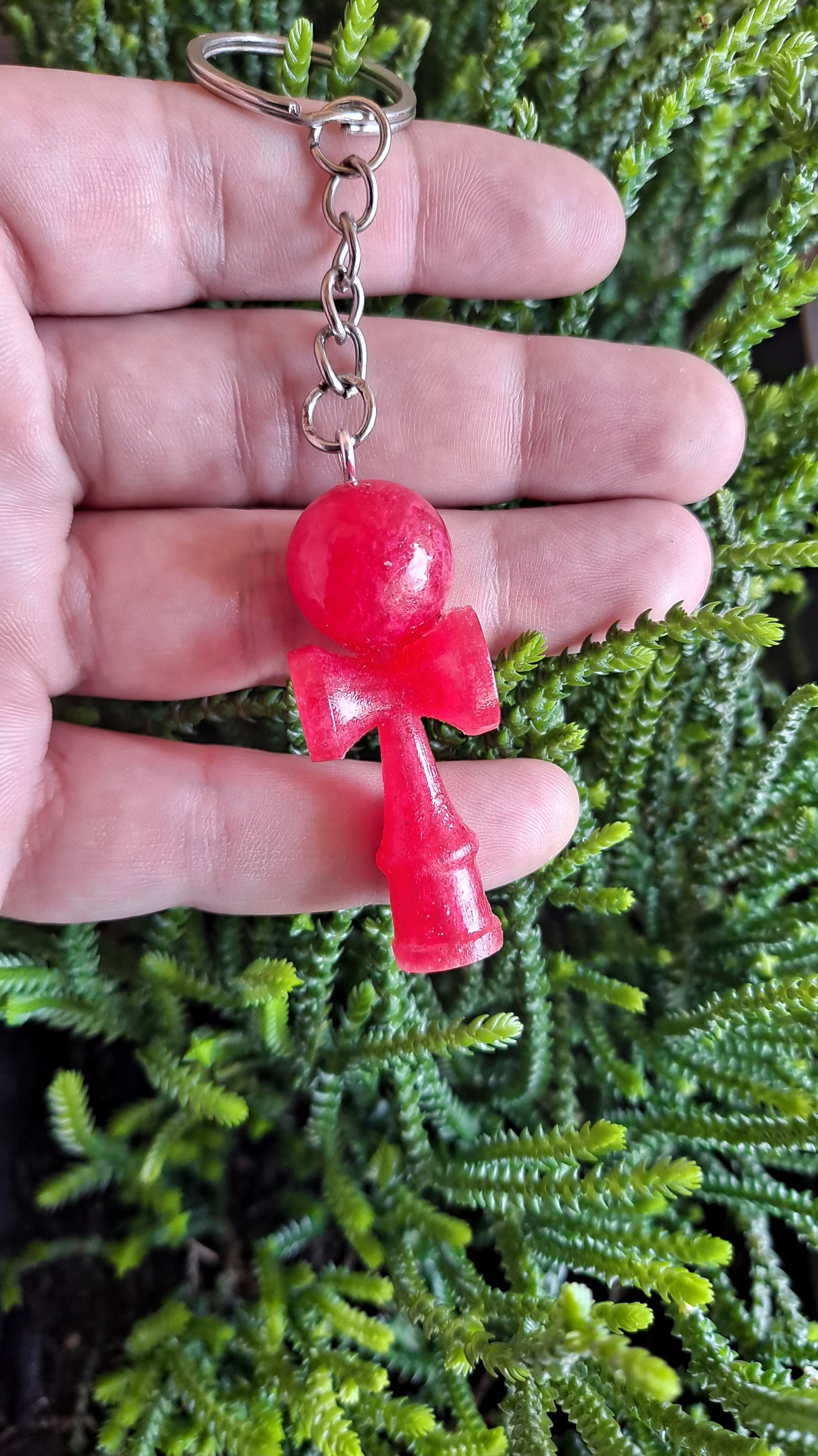 Candy Apple Red Kendama Shaped Keychain